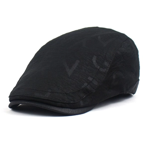 Béret noir léger pour hommes avec imprimé monogramme et tissu fin respirant pour l'été