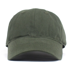 Casquette de baseball en coton délavé vert olive foncé à six panneaux et visière incurvée
