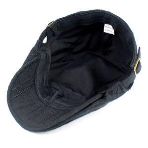 Classic black linen-cotton blend beret with adjustable metal buckle and breathable lining