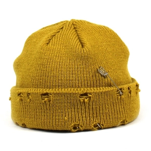Distressed Knitted Beanie Hat For Men Women Punk Streetwear Skull Cap With Safety Pin Metal Rings Acrylic Winter Warm Melon Hat