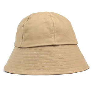 Classic khaki cotton bucket hat with structured stitched brim for sun protection
