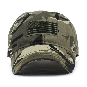 Tactical camouflage baseball cap with US flag embroidery for outdoor sports and leisure