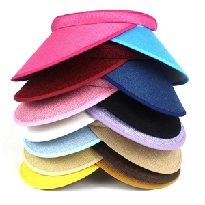Linen open top sun visors in various colors with adjustable elastic bands for summer wear