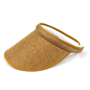 Summer open top sun hat for women with straw texture and wide brim for UV protection