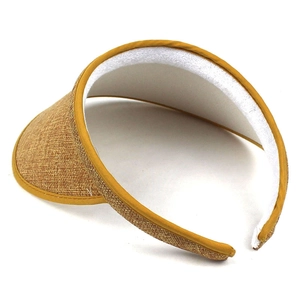 Detail of breathable linen sun visor showing high-elasticity white sponge lining for comfort