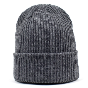 Bonnet Unisexe en Tricot à Côtes Couleur Unie Chaud Hiver Avec Revers Pour Hommes Femmes Acrylique Couvre-chef Extérieur Cadeau