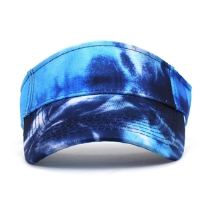 Adjustable blue tie-dye sun visor hat for women made of canvas for outdoor sports