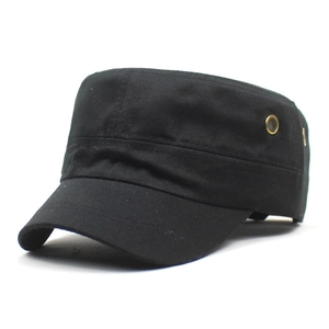Men Cotton Flat Top Cadet Cap Adjustable Army Military Style Hat Solid Color Sun Protection Breathable Outdoor Sport Cap