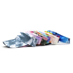 Tie-dye sun visor hats for women featuring adjustable open-top design in multi-color patterns