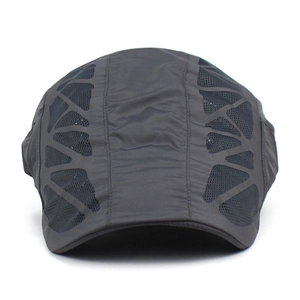 Men's breathable mesh beret hat in dark grey for outdoor sports and sun protection