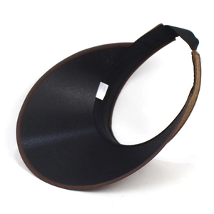 Brown linen sun visor hat with adjustable elastic strap and wide brim for summer uv protection