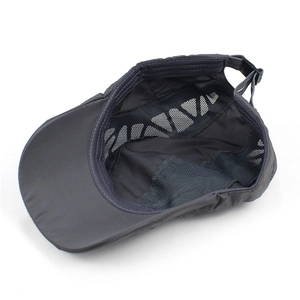 Men's dark gray breathable mesh beret hat with adjustable strap for sports and sun protection