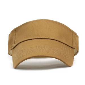 Minimalist khaki cotton sun visor hat with parallel stitching for outdoor sports and sun protection
