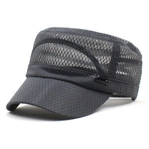 Breathable Mesh Cadet Cap Flat Top Military Hat Adjustable Sun Protection Outdoor Sport Army Hat For Men Women