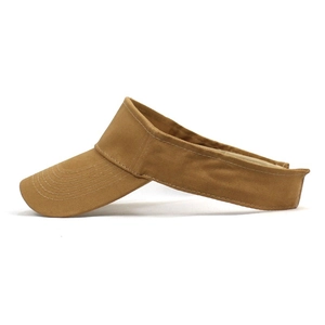 Detail of camel cotton sun visor with reinforced stitching and breathable fabric