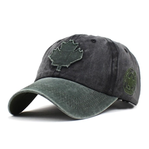 Retro Washed Cotton Spliced Baseball Cap Maple Leaf Canada Embroidery Distressed Casual Adjustable Sun Hat For Men Women