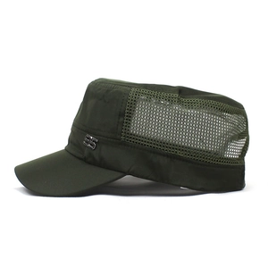 Army green mesh breathable cadet hat with metallic 95 badge for outdoor sports
