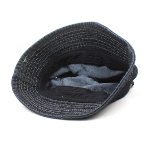 Classic dark blue denim bucket hat with stitching details and ventilation eyelets