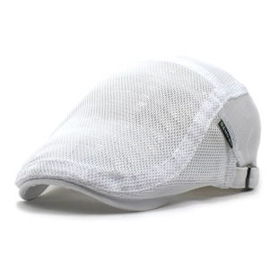 Gorra de malla blanca transpirable para deportes de verano con hebilla de metal ajustable