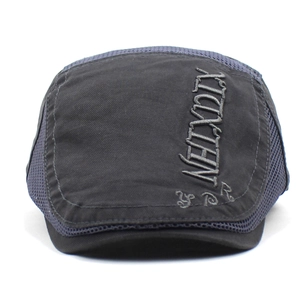 Men's breathable mesh beret duckbill cap with letter embroidery and adjustable strap