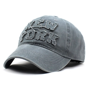 Berretto da baseball vintage in cotone lavato grigio scuro con ricamo New York
