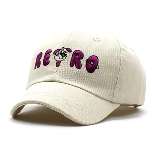 Casquette de baseball enfant blanc cassé en coton avec broderie RETRO et chiot mignon