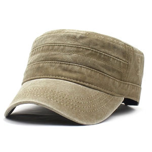 Berretto militare piatto in cotone lavato verde militare da uomo, cappello parasole sport