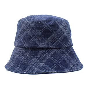 Retro Washed Denim Plaid Bucket Hat For Men Women Outdoor Sun Protection Fashion Checkered Sunshade Fisherman Hat Cotton