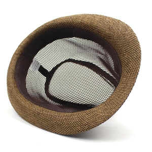 Atmungsaktiver Strohhut Fedora Sommerhut für Damen und Herren in elegantem Hellbraun