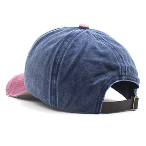 Vintage washed cotton baseball cap with contrast brim and adjustable leather back strap
