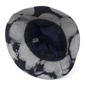 Unisex washed denim sun hat with abstract silver-black metallic texture and cotton lining