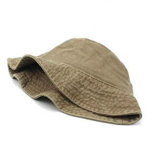 Classic coffee brown cotton bucket hat for sun protection with reinforced stitched brim