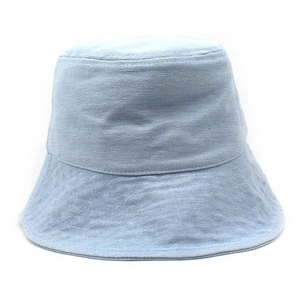 Stylish light blue denim sun hat for women with a wide brim and foldable casual design
