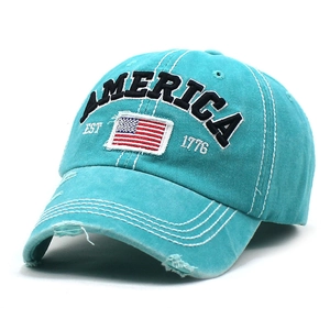 Cappello baseball verde acqua vintage con ricamo 1776 e dettagli usurati sulla visiera