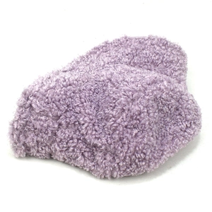 Lilac fuzzy thick winter bucket hat for women with soft fluffy sherpa fleece texture