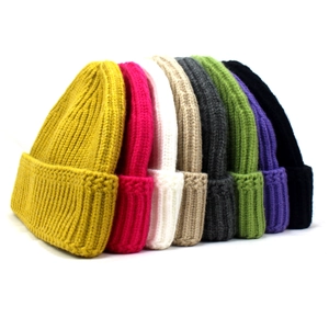 Cozy knit beanie hats for women with wide folded cuffs in eight vibrant autumn colors