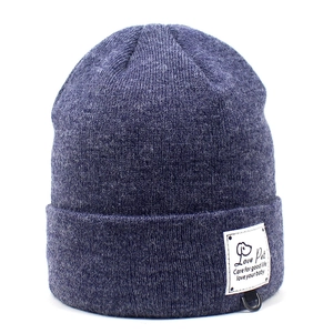 Women Sheep Cashmere Knitted Beanie Cuffed Skull Cap With Label D-Ring Winter Warm Knit Hat For Outdoor Daily Wear