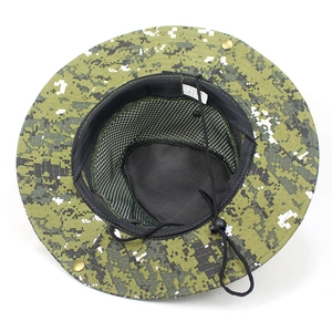 Men's summer digital camouflage sun hat with breathable mesh lining and windproof drawstring