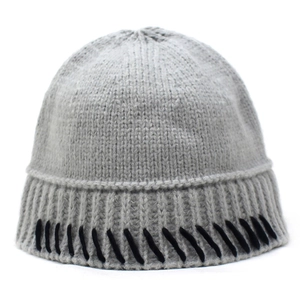 Women Winter Knitted Beanie Hat With Contrast Stitching Warm Thick Soft Pullover Cap For Outdoor Casual Daily Wear