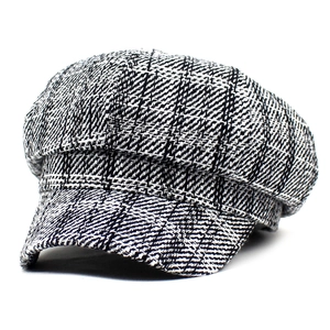 Vintage British Style Plaid Newsboy Cap For Women Autumn Winter Warm Tweed Octagonal Hat Retro Fashion Cabbie Baker Boy Cap