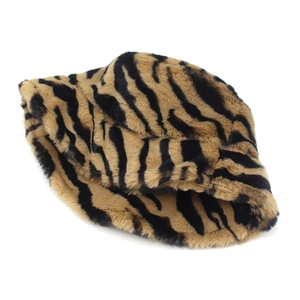 Chapeau bob d'hiver pour femme motif tigre en fausse fourrure douce, style tendance