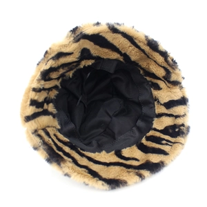 Chapeau bob en fausse fourrure à imprimé tigre pour femme avec doublure chaude d'hiver