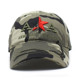 Camo baseball cap featuring AKA star embroidery and army navy air force lettering