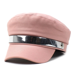 Casquette de marin rose en coton avec bandeau métallique argenté et logo M en relief