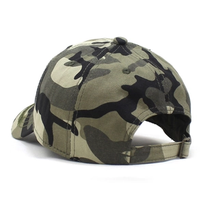 Rear view showing adjustable buckle and woodland camouflage pattern on the canvas army cap