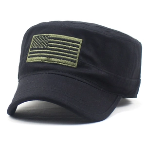 American Flag Embroidered Flat Top Military Cadet Cap Camouflage Unisex Outdoor Sunshade Tactical Patrol Hat