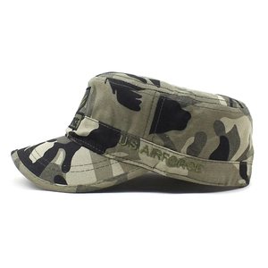 Men's camouflage cotton flat top army cap with U.S. Airforce embroidery for outdoor camping