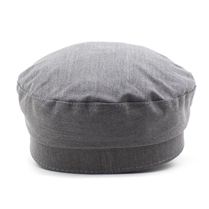 Stylish dark grey flat top navy hat with rhinestone strap for casual fashion wear