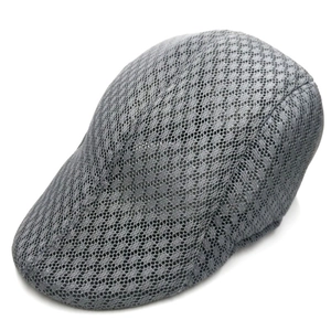 Detail of the gray mesh ivy cap showing breathable polyester texture and structured visor