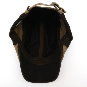 Unisex cotton beret hat in coffee and khaki with adjustable back metal strap